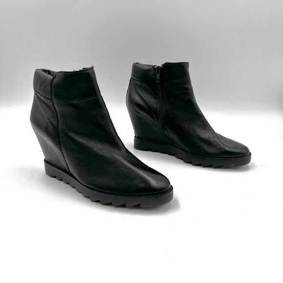 ASH Iron Wedges Black Bootie Leather Ankle Boots Cyberpunk Rocker Punk - Picture 1 of 8